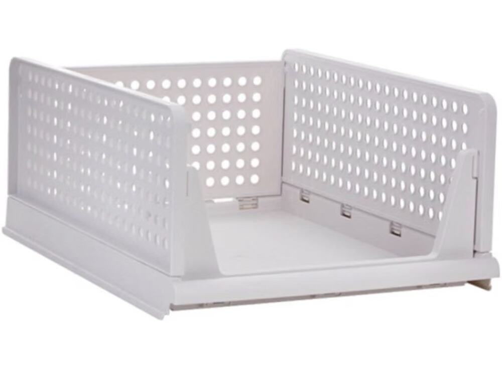 Stackable Plastic Storage Basket Foldable Closet Organizer Drawer Wardrobe Bins